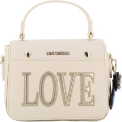 Love Moschino White Faux Leather Love Applique Crossbody Bag