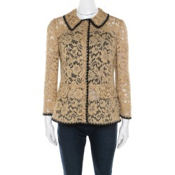 Dolce and Gabbana Beige Floral Lace Peplum Blazer M