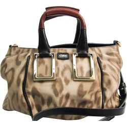 Chloe Beige Leather Leopard Ethel Satchel
