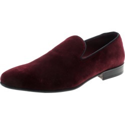 Dolce And Gabbana Burgundy Velvet Smoking Slippers Size 40
