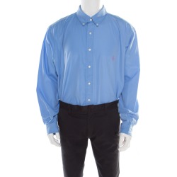Ralph Lauren French Blue Cotton Logo Embroidered Button Down Shirt 2XL