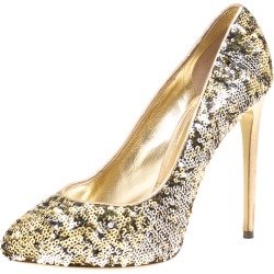 Dolce and Gabbana Metallic Two Tone Sequins Pumps Size 39