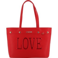 Love Moschino Red Faux Leather Love Applique Tote