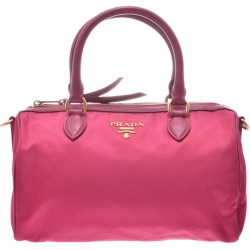 Prada Pink Nylon Leather Mini Boston Bag