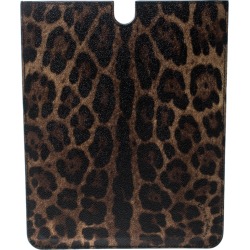 Dolce and Gabbana Brown Leopard Print Coated Canvas Ipad Case