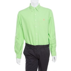 Ralph Lauren Aruba Lime Green Cotton Logo Embroidered Button Down Shirt XL