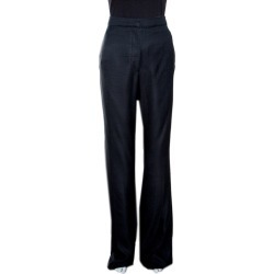 Stella McCartney Black Textured Wide Leg Pants XL