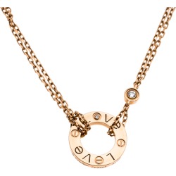 Cartier Love Diamond 18K Rose Gold Double Chain Necklace
