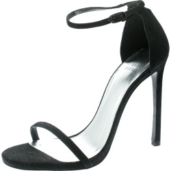 Stuart Weitzman Black Textured Suede Ankle Strap Open Toe Sandals Size 39.5