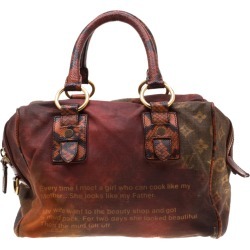 Louis Vuitton Red/Brown Ombre Monogram Canvas and Lizard Limited Edition Richard Prince Mancrazy Jokes Bag
