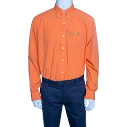 Ralph Lauren Orange Bermuda Poplin Button Down Shirt L