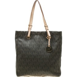 MICHAEL Michael Kors Brown Signature Coated Canvas North South Tote