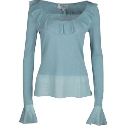 Yves Saint Laurent Powder Blue Wool Ruffle Trim Long Sleeve Sweater S