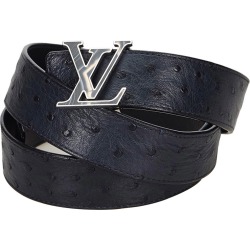 Louis Vuitton Black Ostrich Leather Initiales Belt