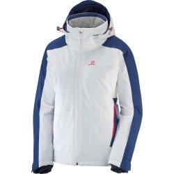 Salomon Women's Brilliant Ski Jacket, White/Medieval Blue