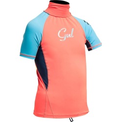 Gul Junior Surf Short Sleeve Rashguard Coral / Turquoise RG0345-A9