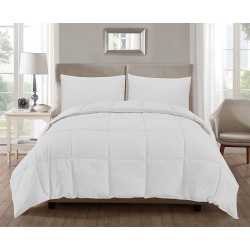 Ultra Soft Premium Down Alternative Reversible 3-Piece Comforter Set - Queen - White/White