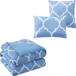 Kathy Ireland 6-Piece Oversized Trellis Comforter Set - Queen - Sky Blue