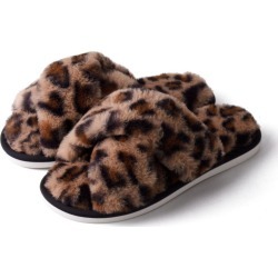 Sole Happy Comfy Toes Women's Slippers - Size 9/10 - Fierce Leopard