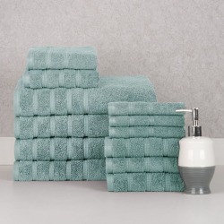 Bibb Home� 12-Piece Zero Twist Cotton Towel Set - Aqua