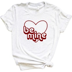 Retro Be Mine Short Sleeve Graphic Tee - XSmall - White w/ Red Ink