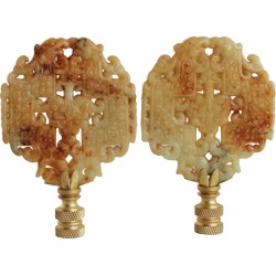 Chinese Archaic Style Carved Stone Lamp Finials - a Pair found on Bargain Bro from Chairish for USD $66.12