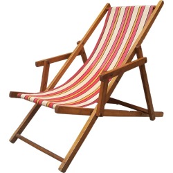 Small Mid-Century Italian Wood Deckchair with Original Fabric, 1950s found on Bargain Bro Philippines from Chairish for $273.00