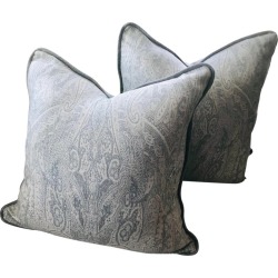 Ralph Lauren Berkeley Wool Paisley Mist With Belgian Linen Welting Pillow Covers- a Pair found on Bargain Bro from Chairish for USD $300.20