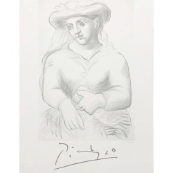 1980s "Femme Au Chapeau Et Au Missel" Pablo Picasso Estate Collection Lithograph