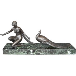 Alexandre Ouline Sculpture of a Woman With a Peacock found on Bargain Bro Philippines from Chairish for $3600.00
