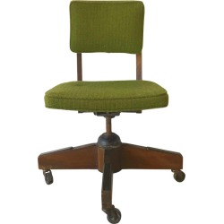 Mid Century Modern Olive Green Desk Chair With Wheels