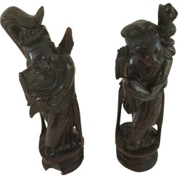 Vintage Asian General Guan Hand Carved Statues - a Pair found on Bargain Bro from Chairish for USD $190.00