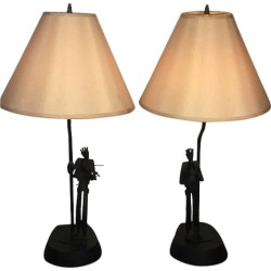 Mid Century Modern Sculptural Musicians Table Lamps