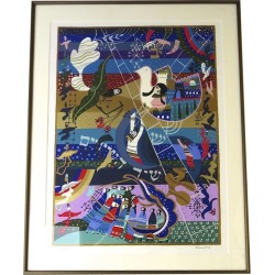 Late 20th Century Figurative Abstract Numbered Serigraph by Raphael Abecassis, Framed found on Bargain Bro from Chairish for USD $95.00