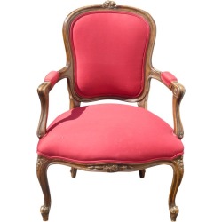 French Provincial Upholstered Red Armchair found on Bargain Bro from Chairish for USD $570.00