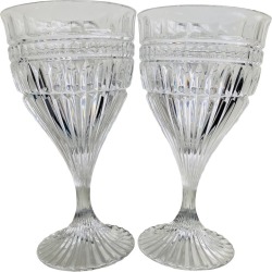 Contemporary Mikasa "Titan" Pattern Cut Crystal Wine Glasses- Set of 2