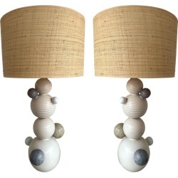 Contemporary Pair of Ceramic Atomo Lamps by Antonio Cagianelli, Italy