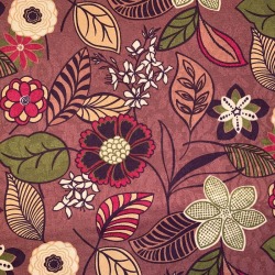 Premier Prints MM Designs Brown Green & Red Botanical Floral Leaf Leaves Fabric Sample found on Bargain Bro from Chairish for $1.00