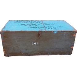 1950's United States Army Military Painted Wood Foot Locker Chest Trunk