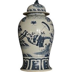 Tall Asian Pottery Blue & White Lidded Jar found on Bargain Bro Philippines from Chairish for $770.00