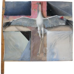 Greg Glazier Crucified Sandhill Crane Stork Mixed Media Oil on Canvas Painting found on Bargain Bro Philippines from Chairish for $2650.00