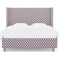 Modern Wingback Bed | Queen | Plum Ziggurat