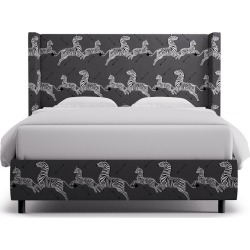Modern Wingback Bed | Queen | Slate Zebra