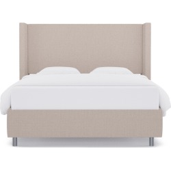 Modern Wingback Bed | Queen | Husk Linen