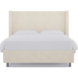 Modern Wingback Bed | Queen | Talc Linen