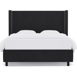 Modern Wingback Bed | Queen | Nero Velvet