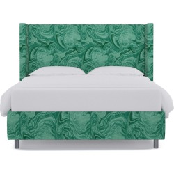 Modern Wingback Bed | Queen | Malachite