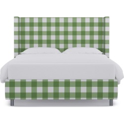 Modern Wingback Bed | Queen | Mint Check