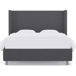 Modern Wingback Bed | Queen | Slate Linen