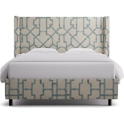 Modern Wingback Bed | Queen | Blue Baldwin Bamboo